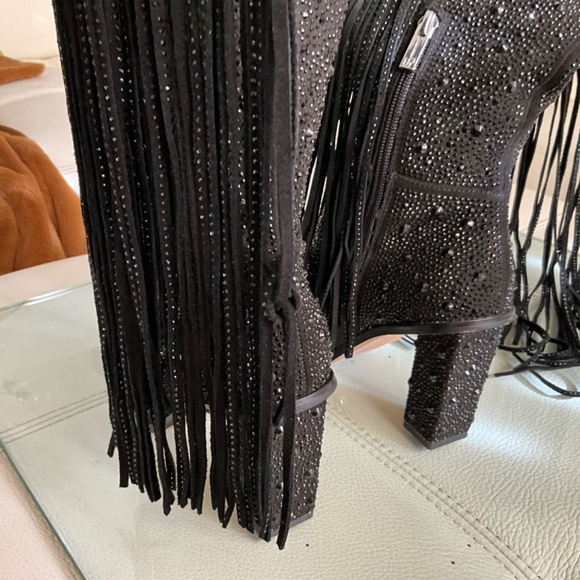 Jessica Simpson Asire Tall Crystal black fringe boot size 8 😍😍😍 current style - Picture 3 of 11